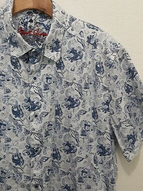 Robert Graham Skull Snake Dice Diamond AOP Short Sleeve Button Shirt
